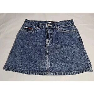 Tommy Hilfiger Vintage Juniors Ladies Women's Dark Denim Blue Jean‎ Skirt Size 7